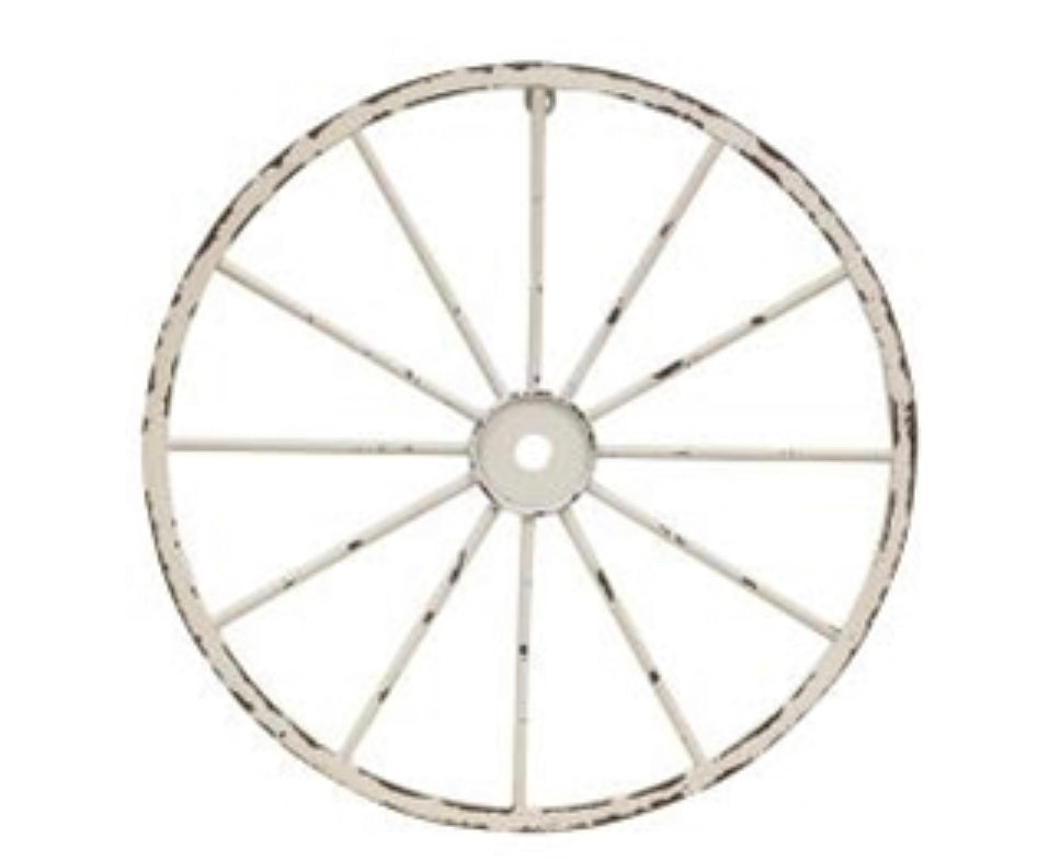 Shabby Chic White Metal Wagon Wheel