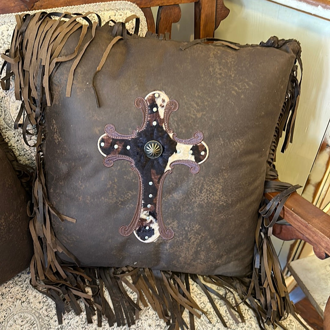 Cowhide Cross Pillow